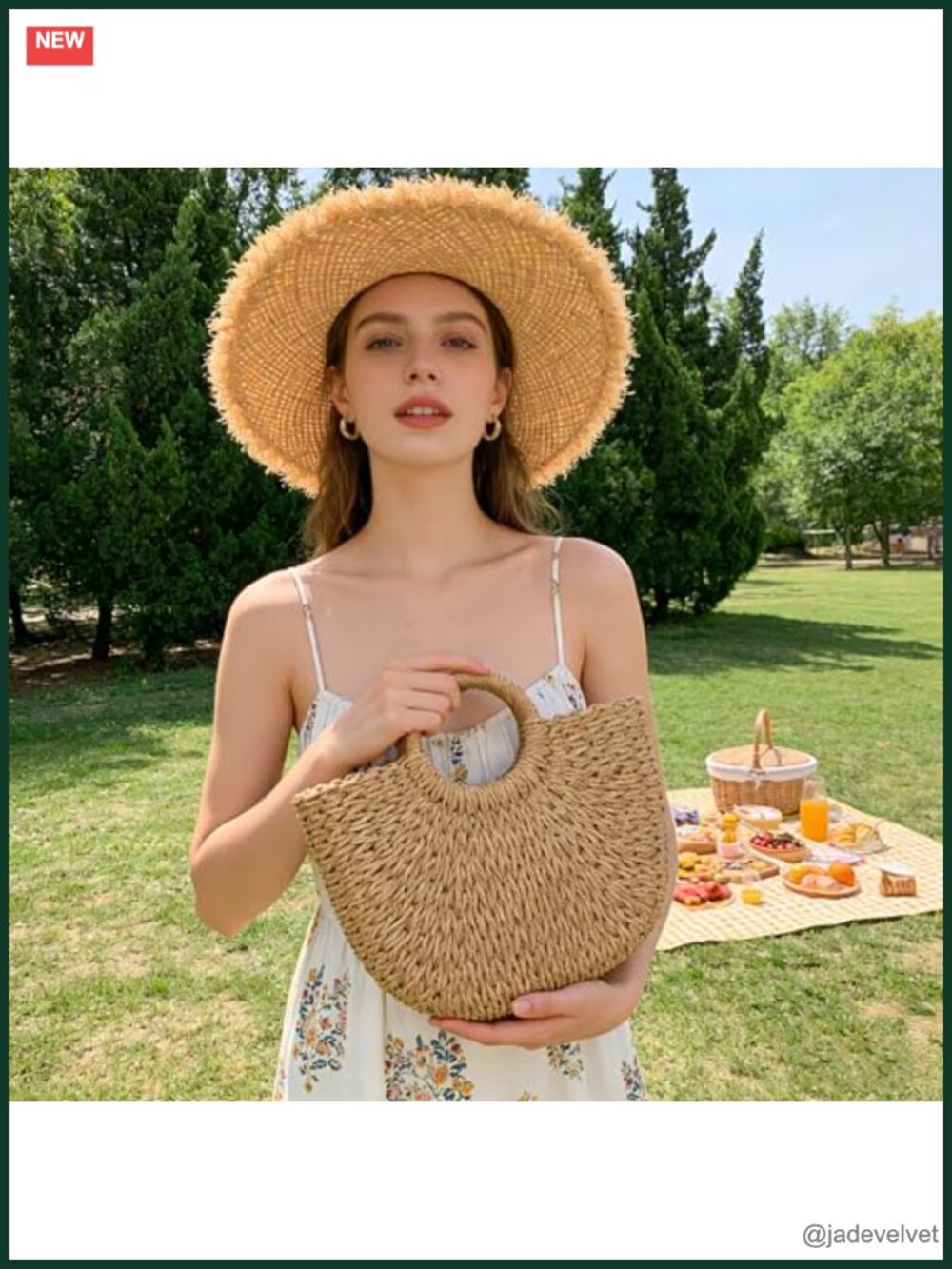 Straw Beach Tote Bag with Crossbody Strap Handwoven Rattan Summer Travel Bag - Picture 2 of 6